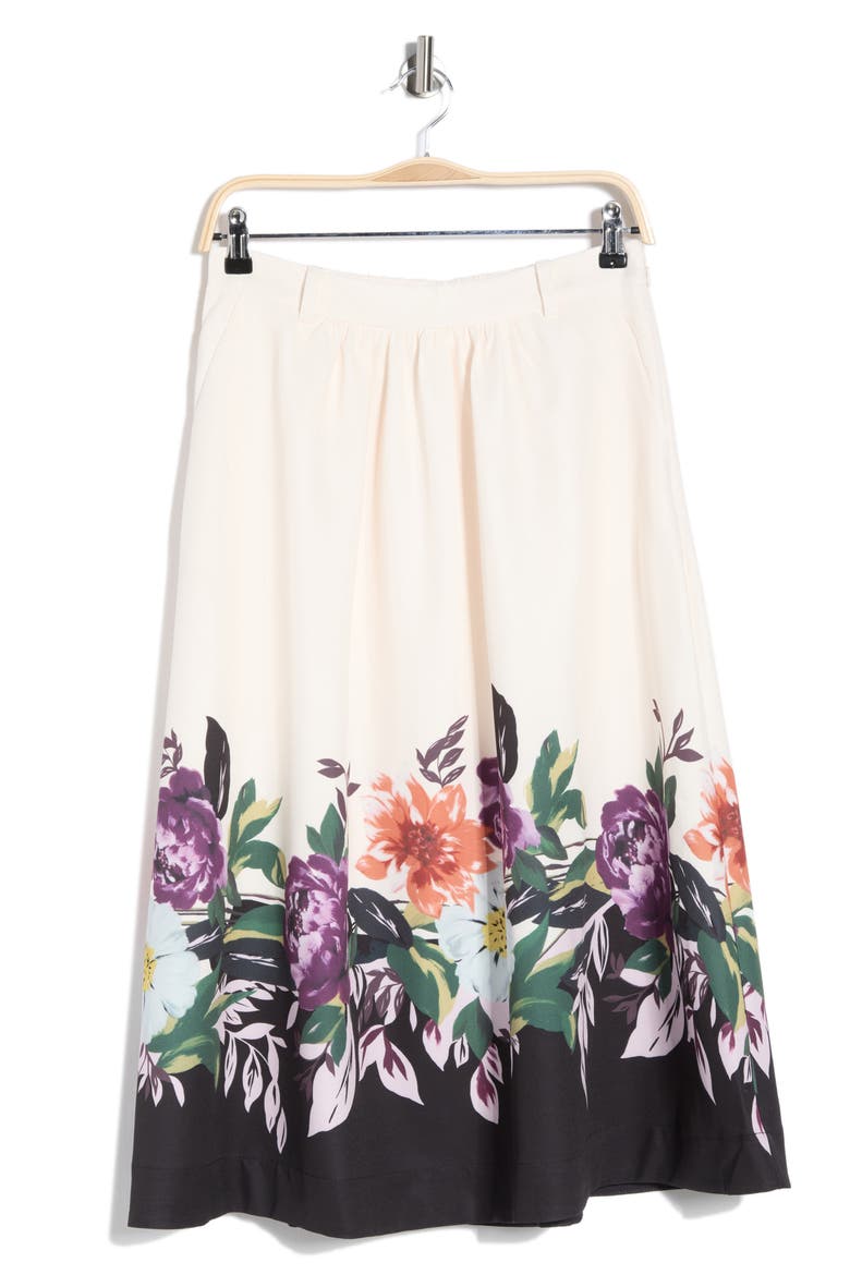 Placed Floral Print Pocket A-Line Skirt, Alternate, color, MOONLIT BOTANICAL PRINT