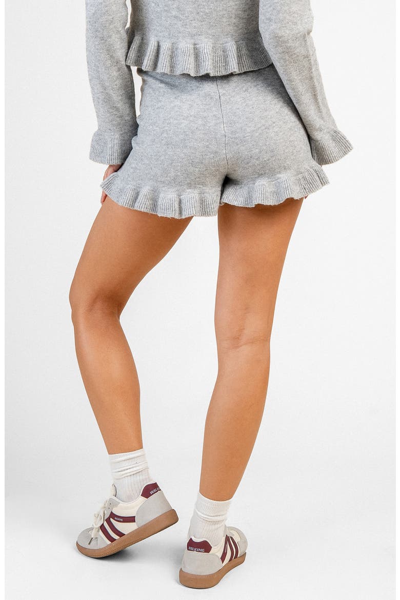 Ruffle Trim Sweater Shorts, Main, color, HEATHER GREY