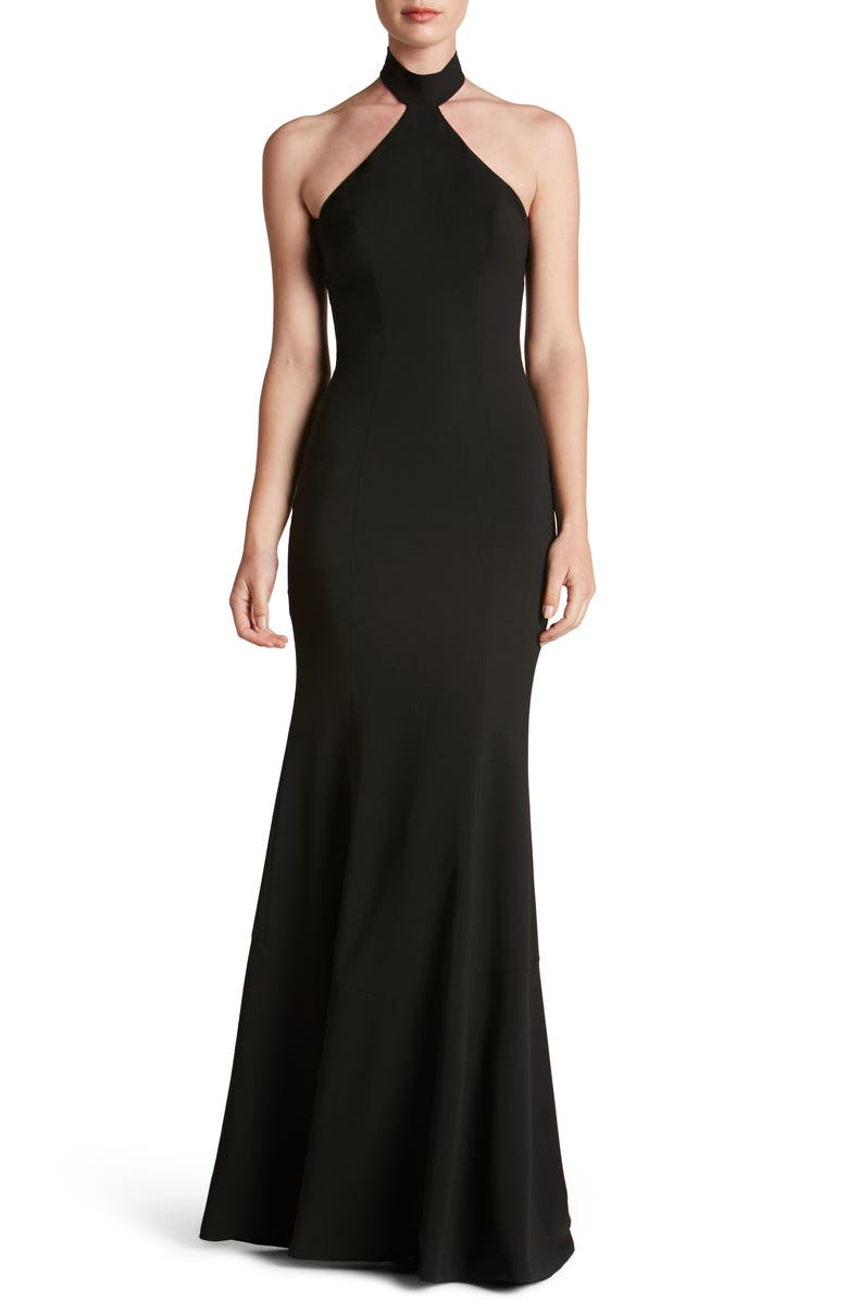 Dress the Population Taylor Crepe Halter Gown, Main, color, 
