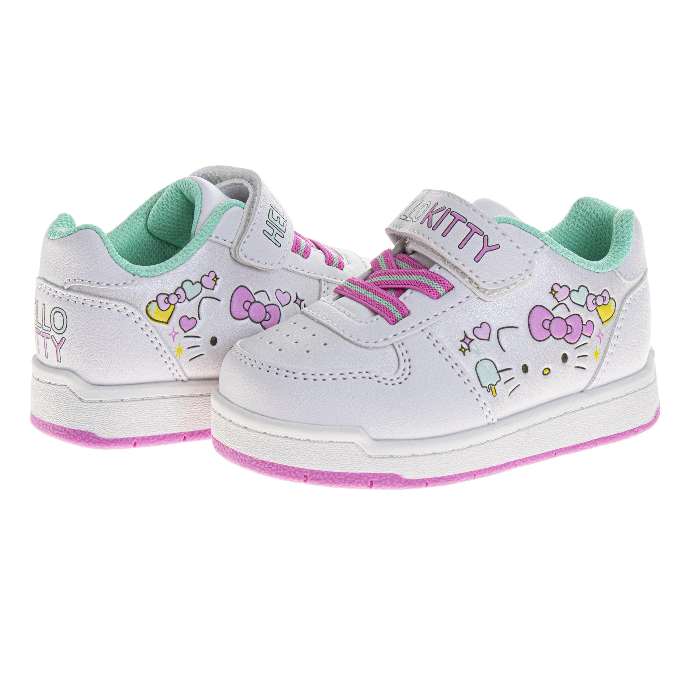 Sanrio Hello Kitty Sneakers for Girls  Velcro Easy SlipOn Casual Comfort, Alternate, color, White