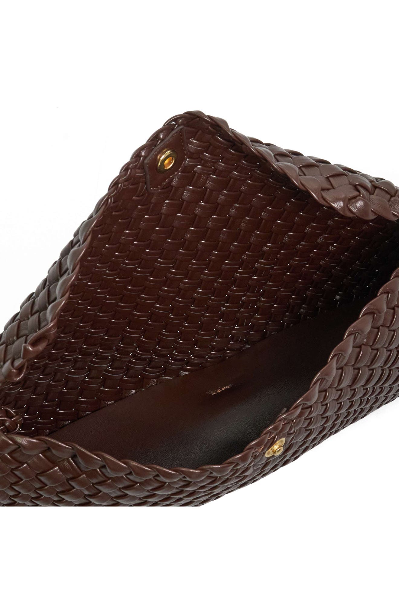 Encourage Woven Faux Leather Clutch, Alternate, color, BROWN