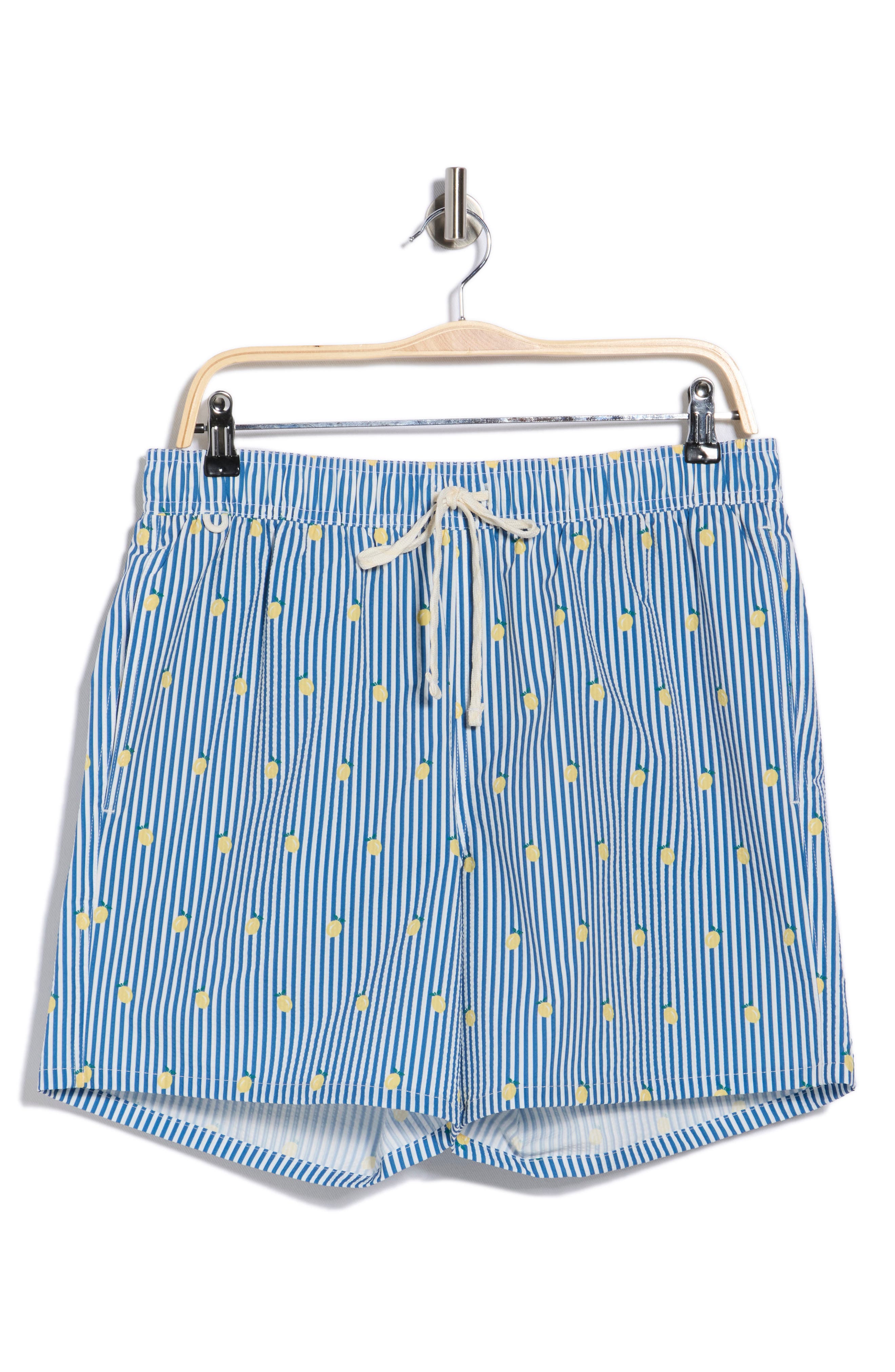 Rainforest Lemon Seersucker Swim Trunks In Blue