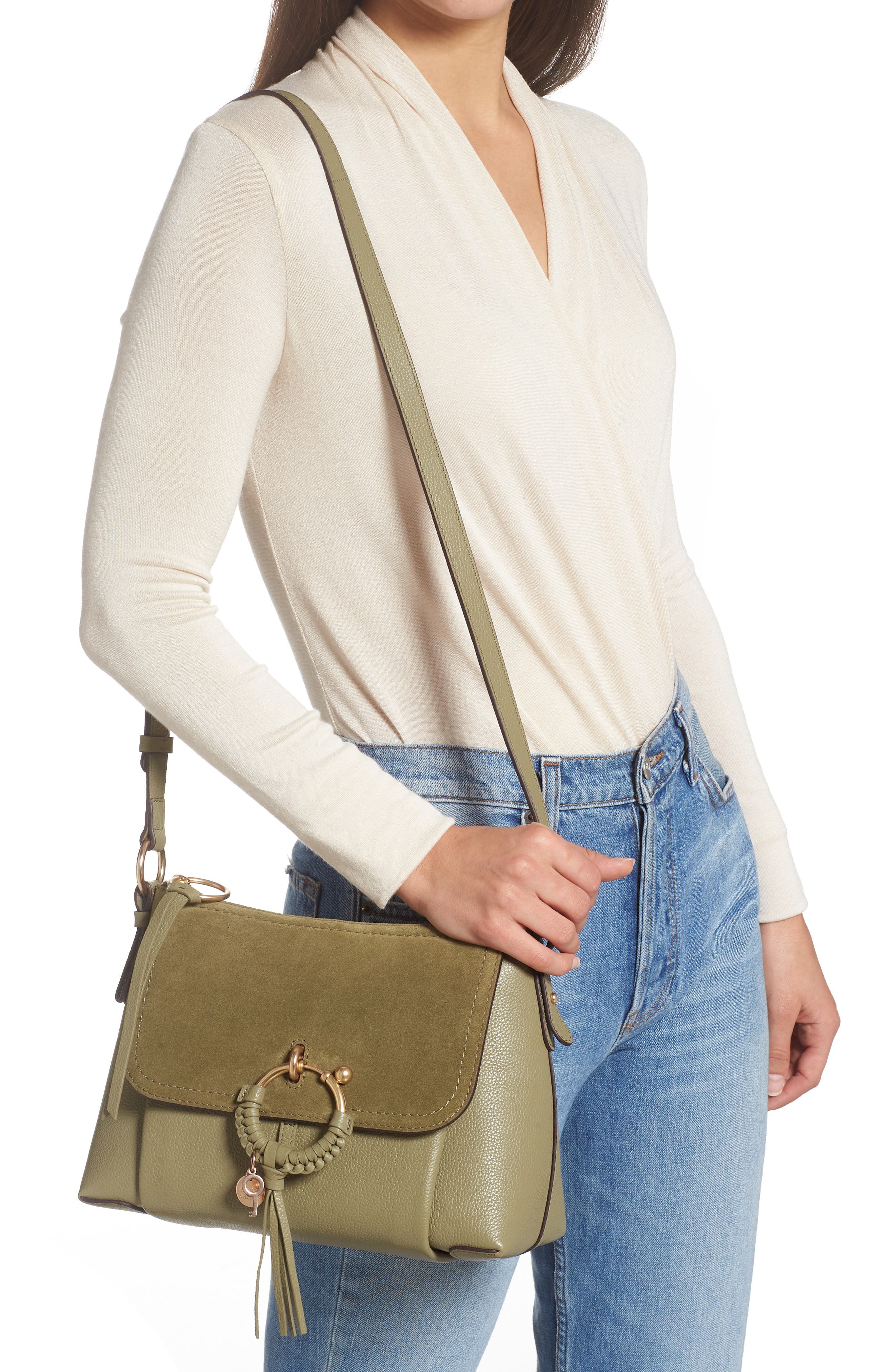 See by Chloé Small Joan Leather Shoulder Bag, Alternate, color, Aloe Green