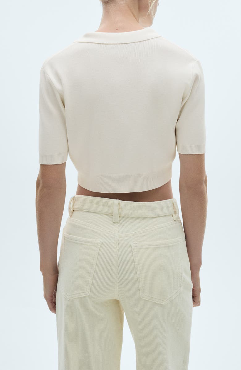MANGO Rib Crop Polo Sweater, Alternate, color, 