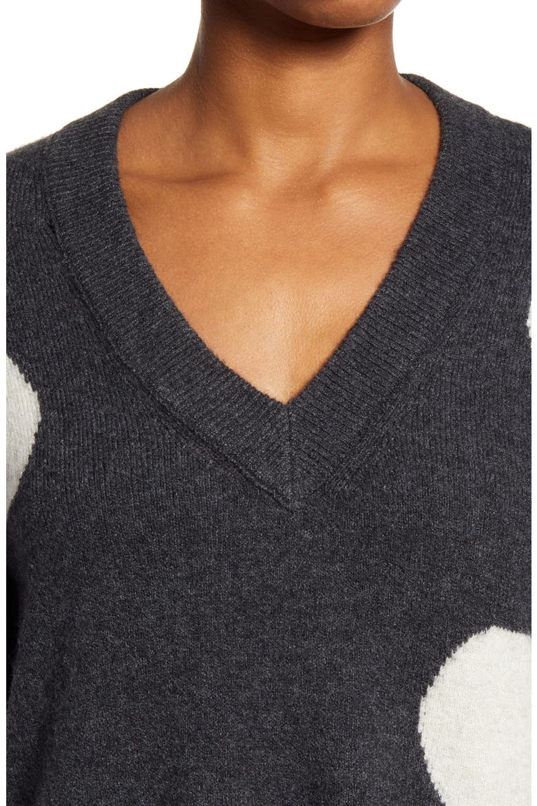Dotted Bartlett V-Neck Pullover Sweater, Alternate, color, HEATHER CHARCOAL