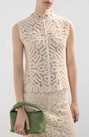 Setenta Openwork Knit Mock Neck Top