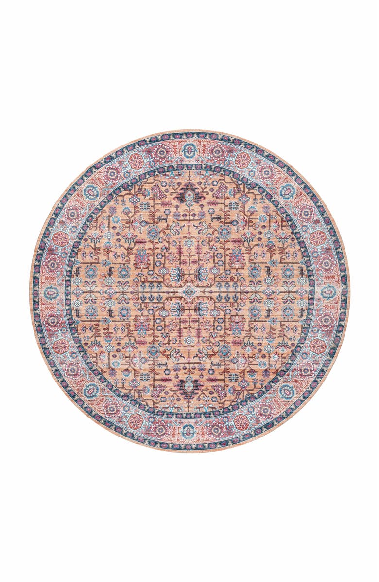 JONATHAN Y Kemer All-Over Persian Machine-Washable Round Area Rug, Alternate, color, Red/Blue