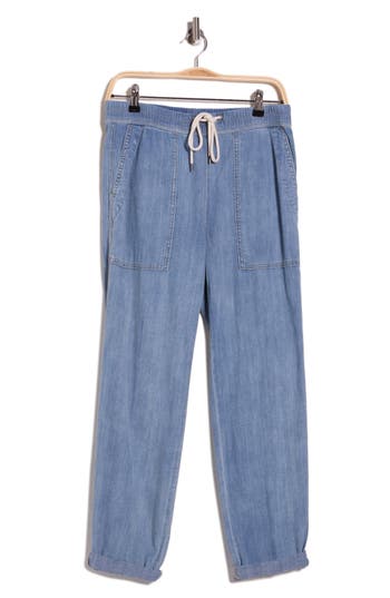James Perse Cotton Chambray Denim Pants In Blue