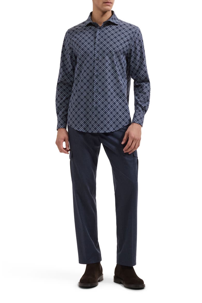 Axel Geometric Long Sleeve Shirt, Alternate, color, NAVY
