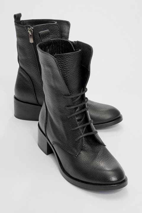 Lana Leather Block Heel Boot