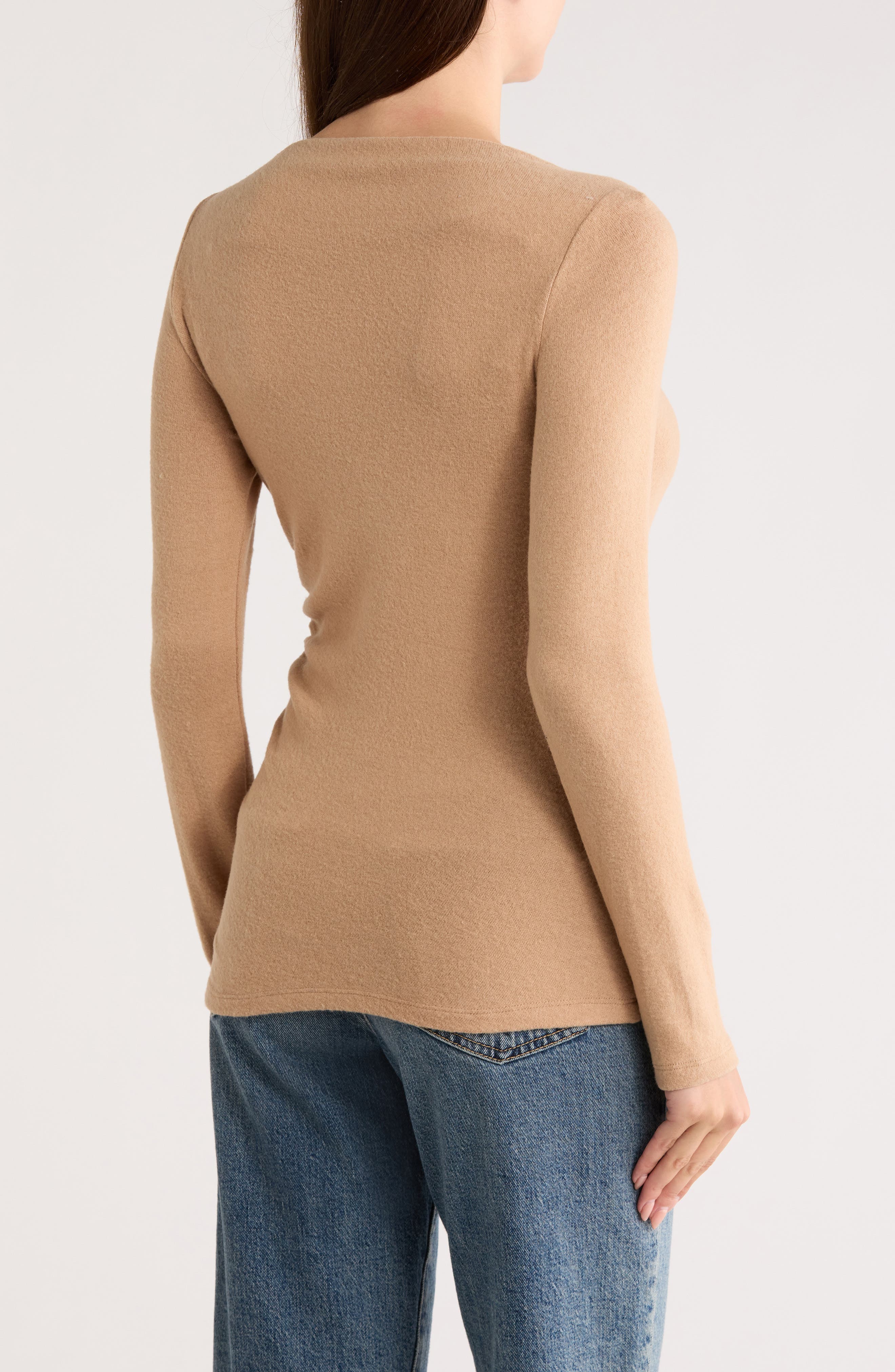 Boat Neck Brushed Knit Top - image 2
