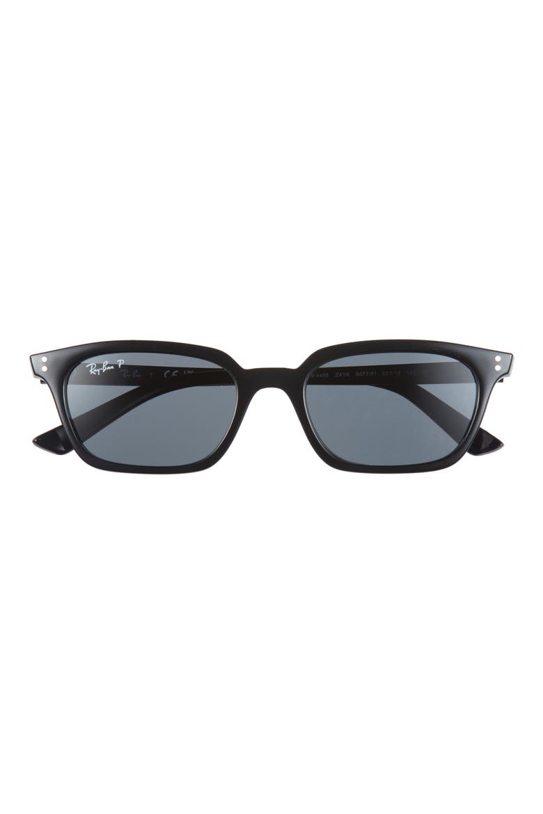 53mm Polarized Pillow Sunglasses, Main, color, BLACK