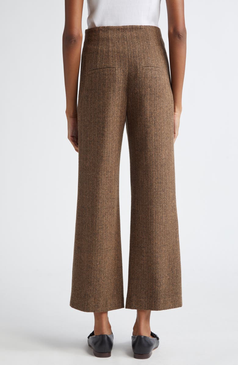 Veronica Beard Dova Tweed Herringbone Crop Wide Leg Pants, Alternate, color, Camel/ Black