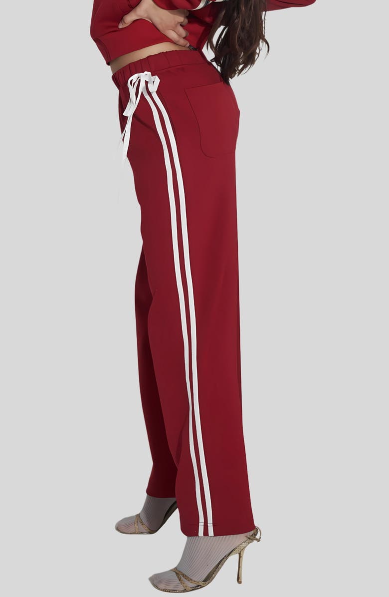 Find Me Now Bow Stripe Ponte Track Pants, Alternate, color, Deep Red