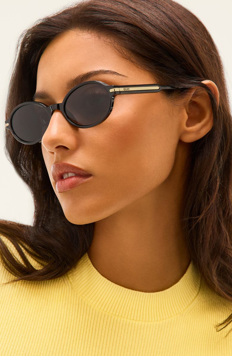 QUAY Nevermind 54mm Round Sunglasses, Alternate, color, Black/ Smoke
