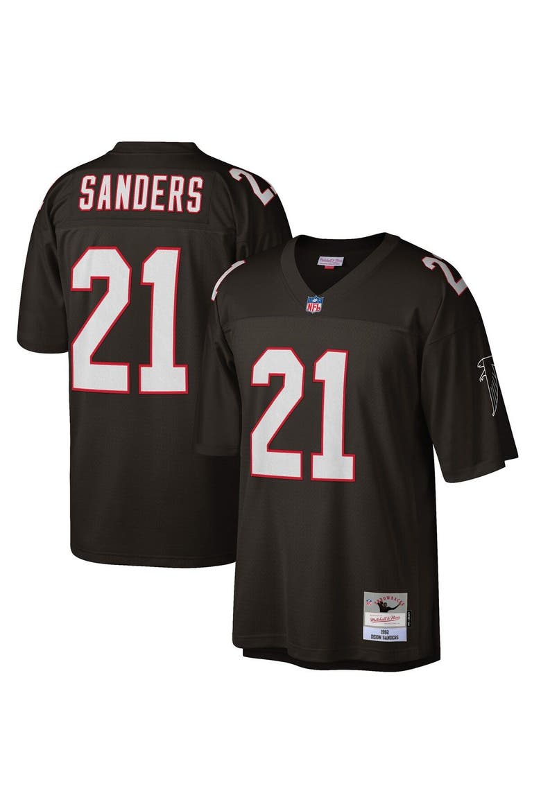 Men's Mitchell & Ness Deion Sanders Black Atlanta Falcons Big & Tall 1992 Retired Player Replica Jersey, Alternate, color, Black