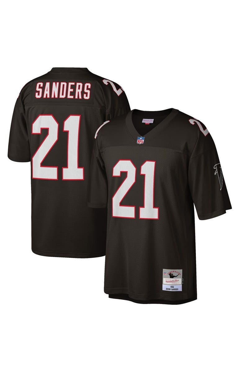 Mitchell & Ness Men's Mitchell & Ness Deion Sanders Black Atlanta Falcons Big & Tall 1992 Retired Player Replica Jersey, Alternate, color, Black