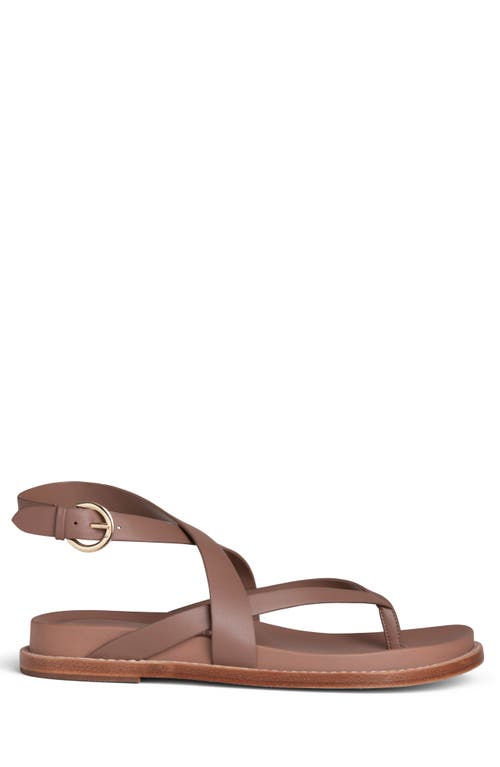 Allegra James Elise Leather Flat Sandal In Chestnut
