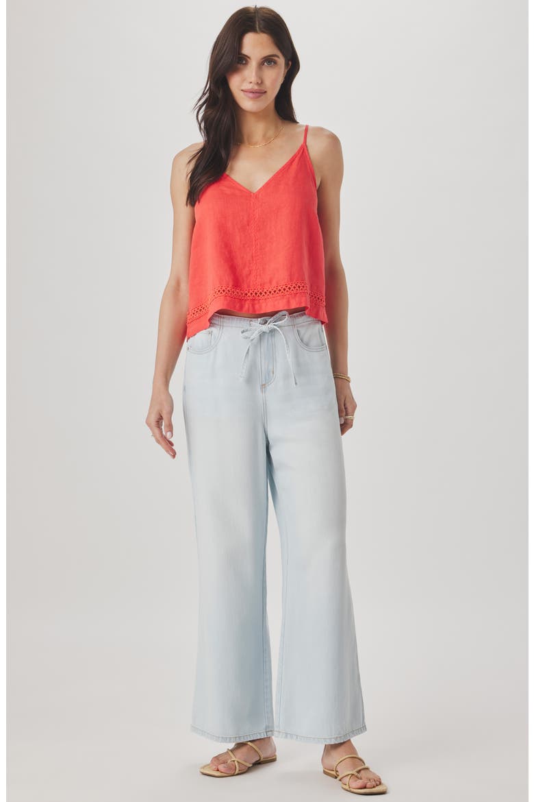Stella Linen Tie Back Top, Alternate, color, SCARLET RED