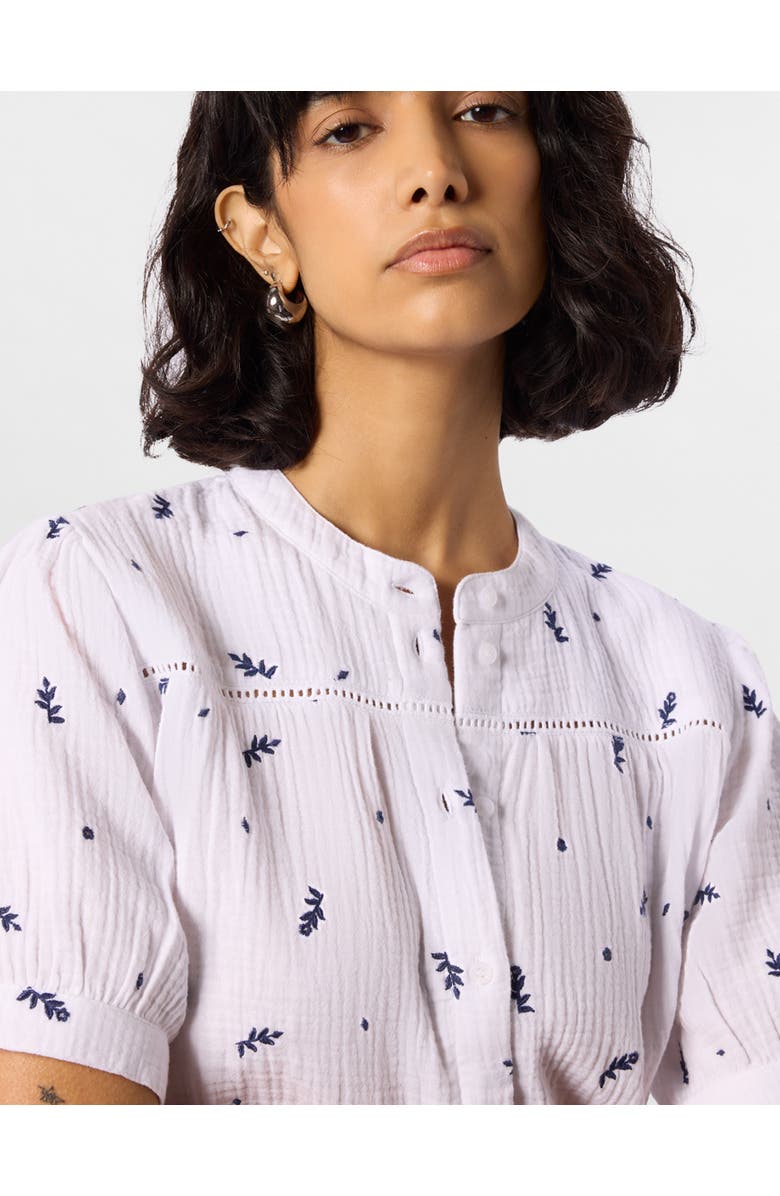 Whistles Embroidered Cotton Frill Top, Alternate, color, Ivory/Multi