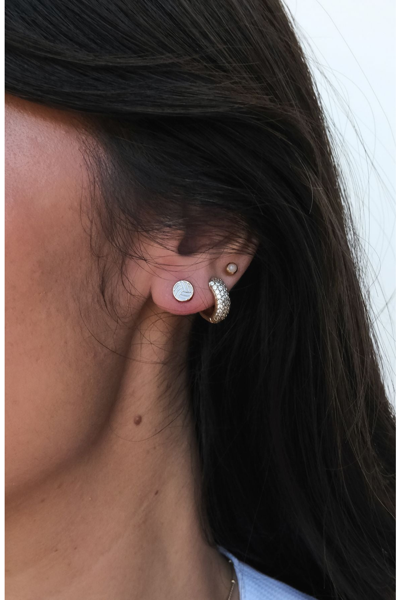Volleyball Stud Earrings, Alternate, color, Gold