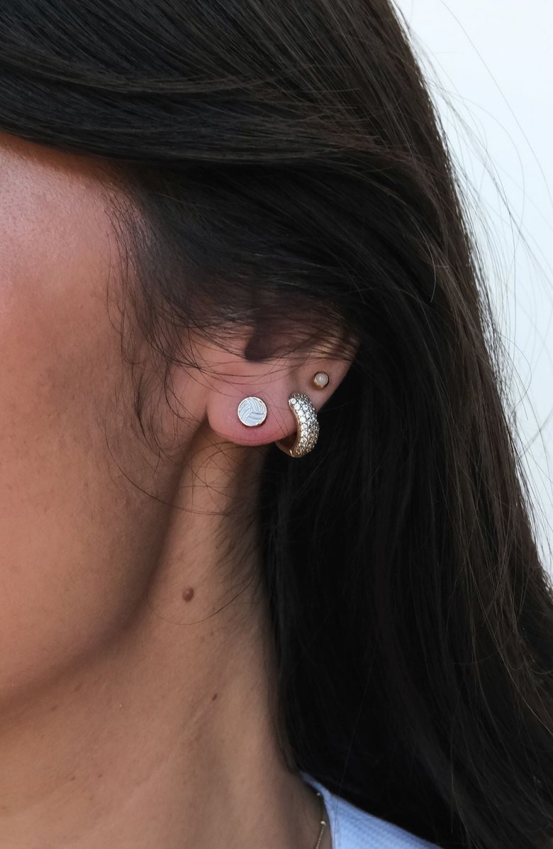 Nickel & Suede Volleyball Stud Earrings, Alternate, color, Gold