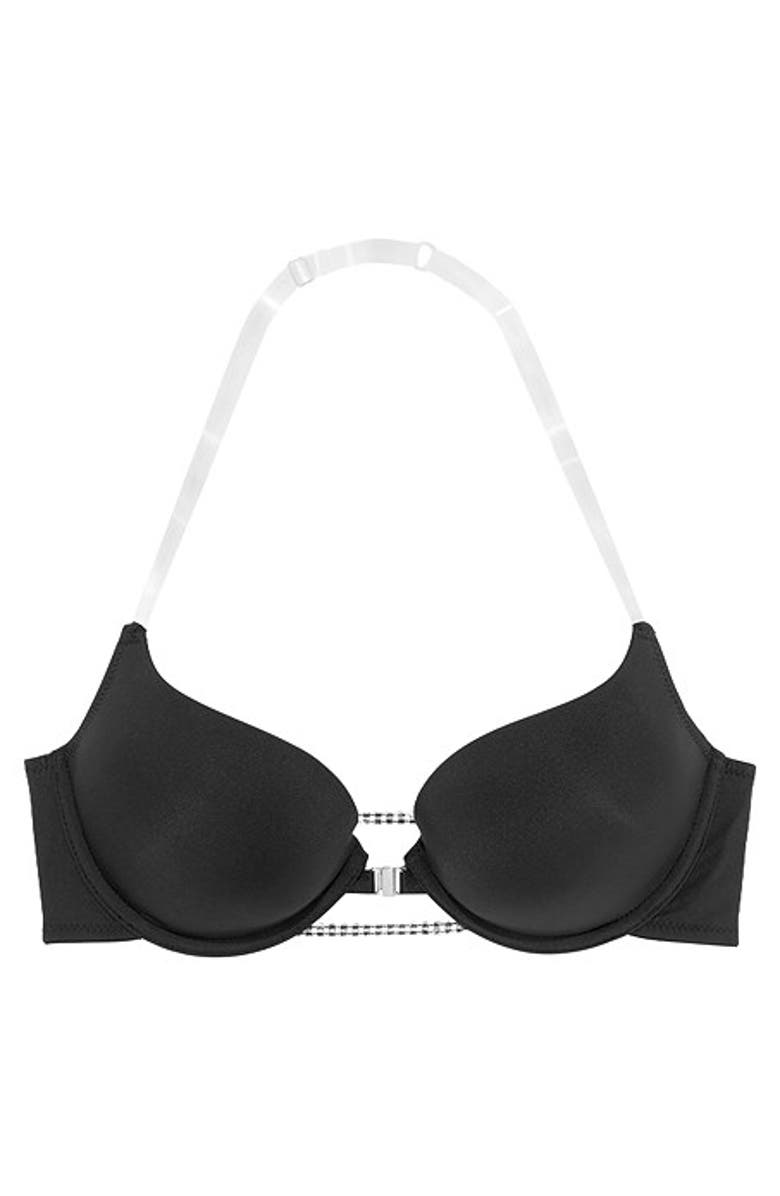 LASCANA Women's Rhinestone Push Up Bra, Alternate, color, Black
