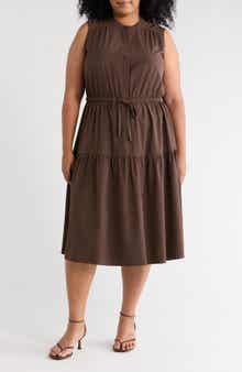 Drawstring A-Line Midi Dress