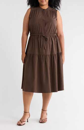 Drawstring A-Line Midi Dress