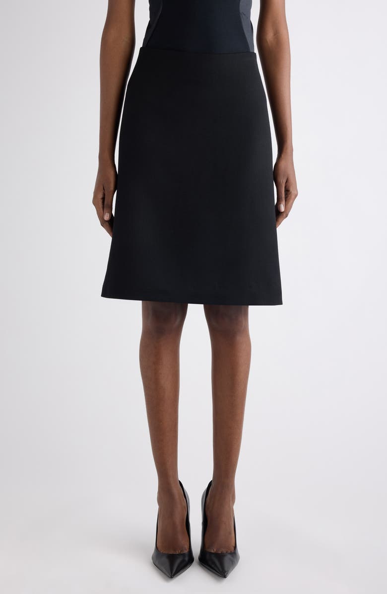 Balenciaga Wool Twill A-Line Midi Skirt, Main, color, 1000 Black
