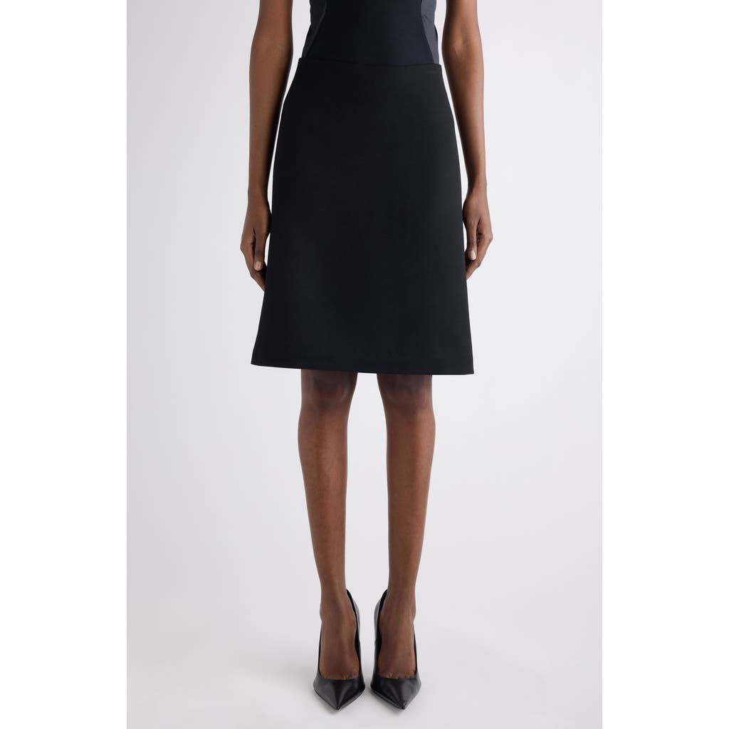 Balenciaga Hourglass Grain De Poudre Wool Midi Skirt In Black