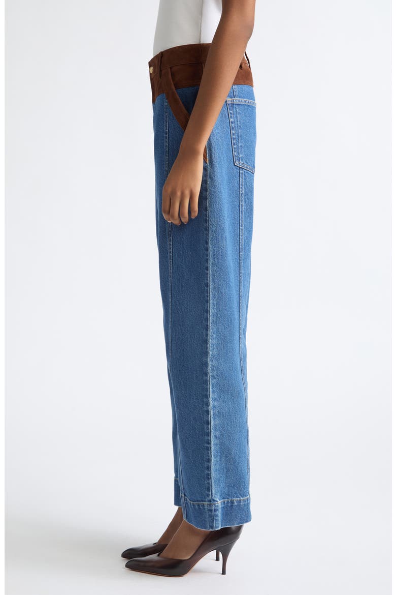 Dillon High Waist Wide Leg Jeans, Alternate, color, SALT BREEZE/ DARK SEPIA