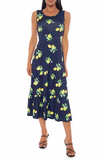 TASH AND SOPHIE Lemon Print Midi Dress