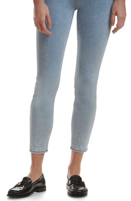 Jen7 By 7 For All Mankind Bleach Splatter Hem Crop Skinny Jeans In Yellow