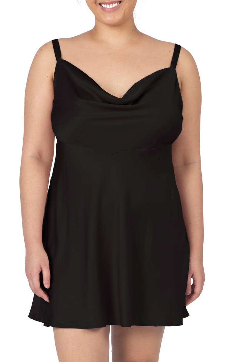 Rya Collection Heavenly Satin Chemise, Alternate, color, Black