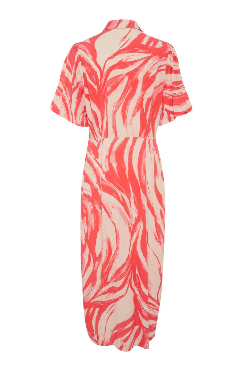 Soaked in Luxury Wynter Midi Half Sleeve Shirt Dress, Alternate, color, Hot Coral Wave