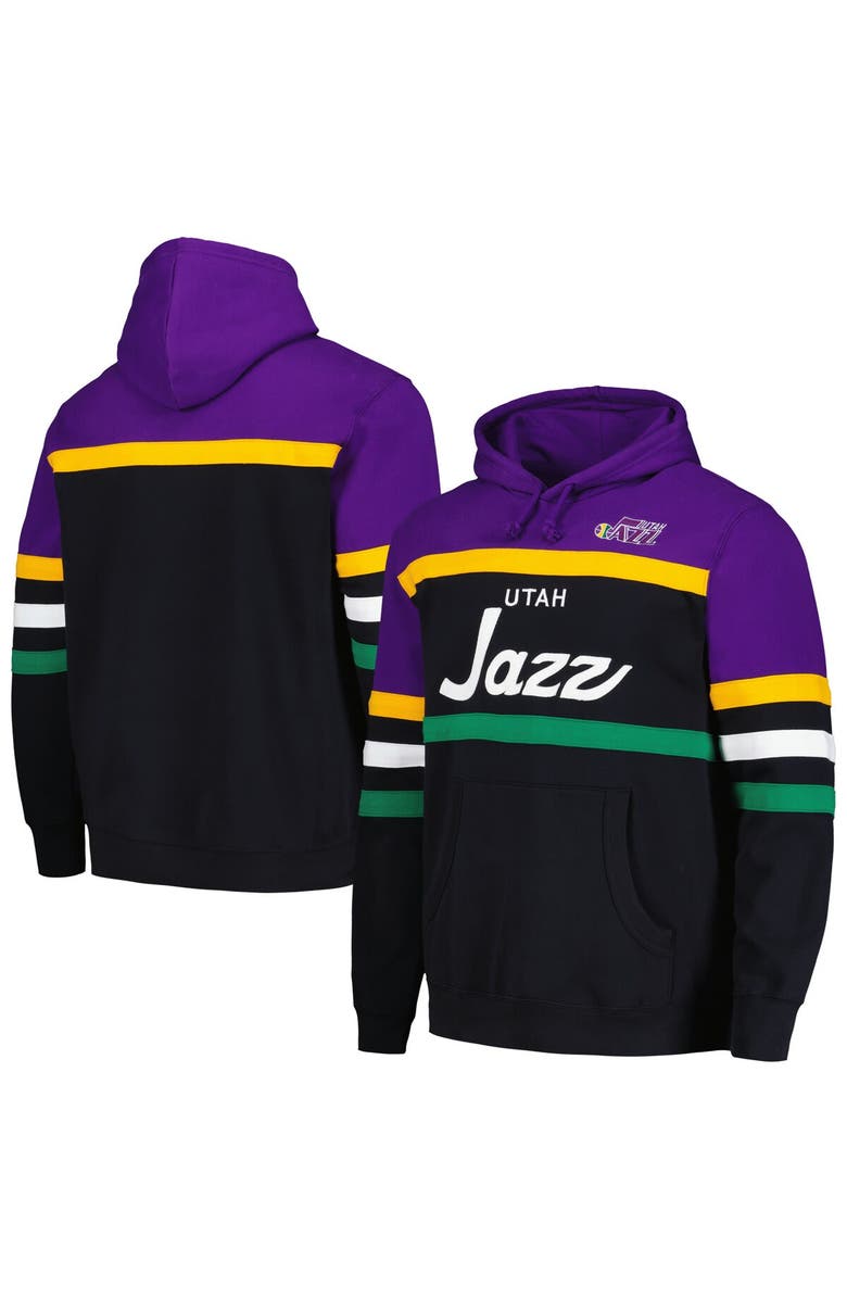 Mitchell & Ness Men's Mitchell & Ness Black/Purple Utah Jazz Head Coach Pullover Hoodie, Main, color, Black