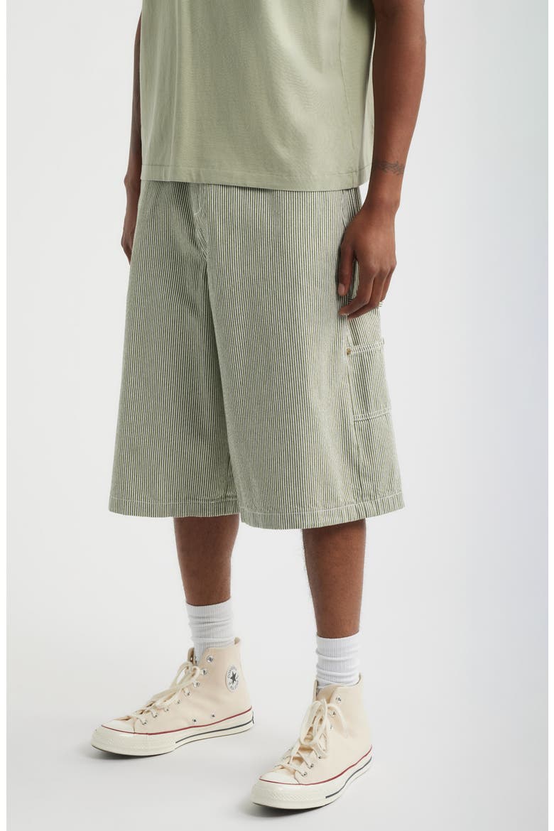 Field Pinstripe Denim Shorts, Alternate, color, GREEN PINSTRIPE
