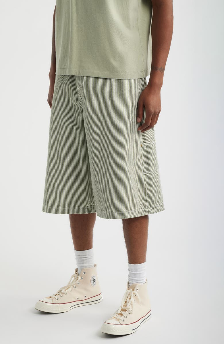 Elwood Field Pinstripe Denim Shorts, Alternate, color, Green Pinstripe