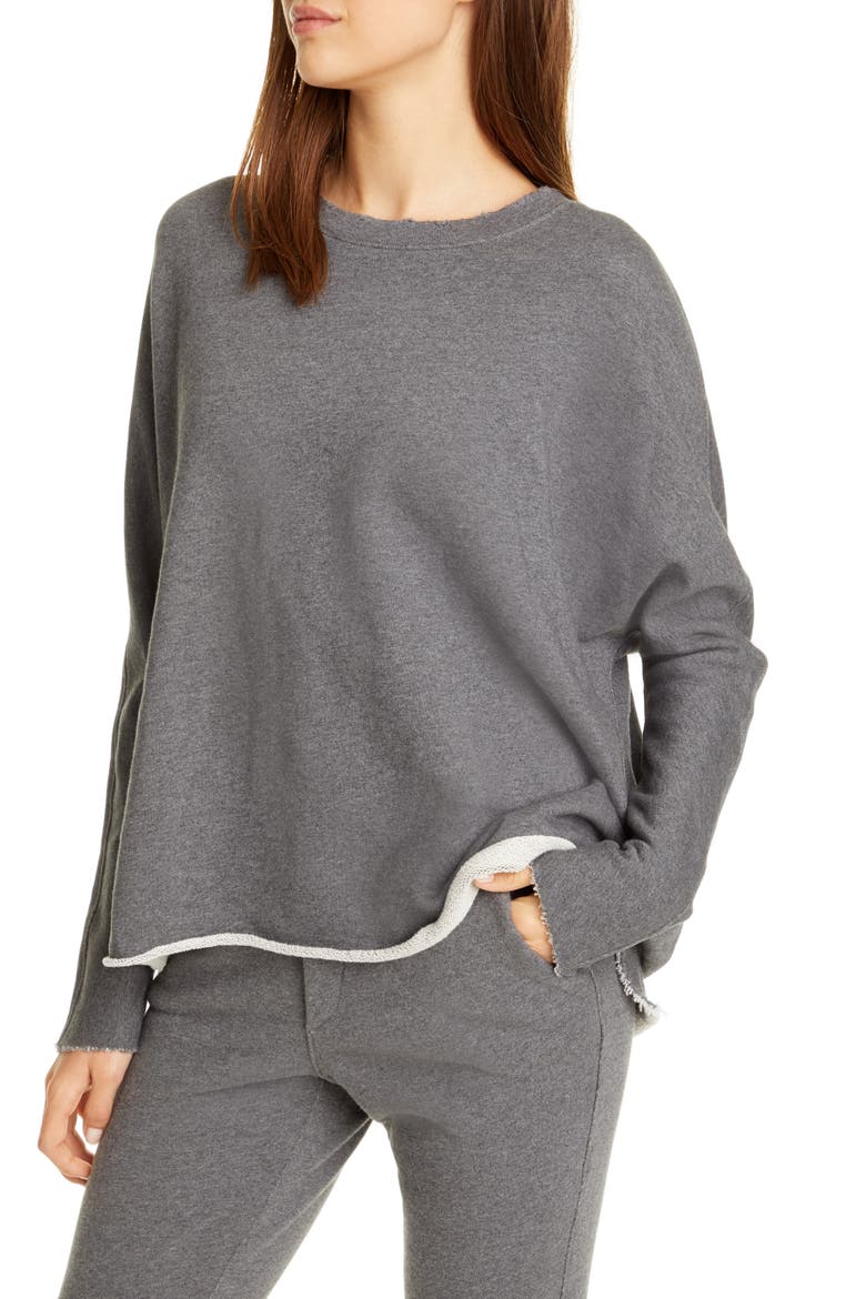 Anna Long Sleeve Capelet Sweatshirt, Alternate, color, DARK GREY MELANGE
