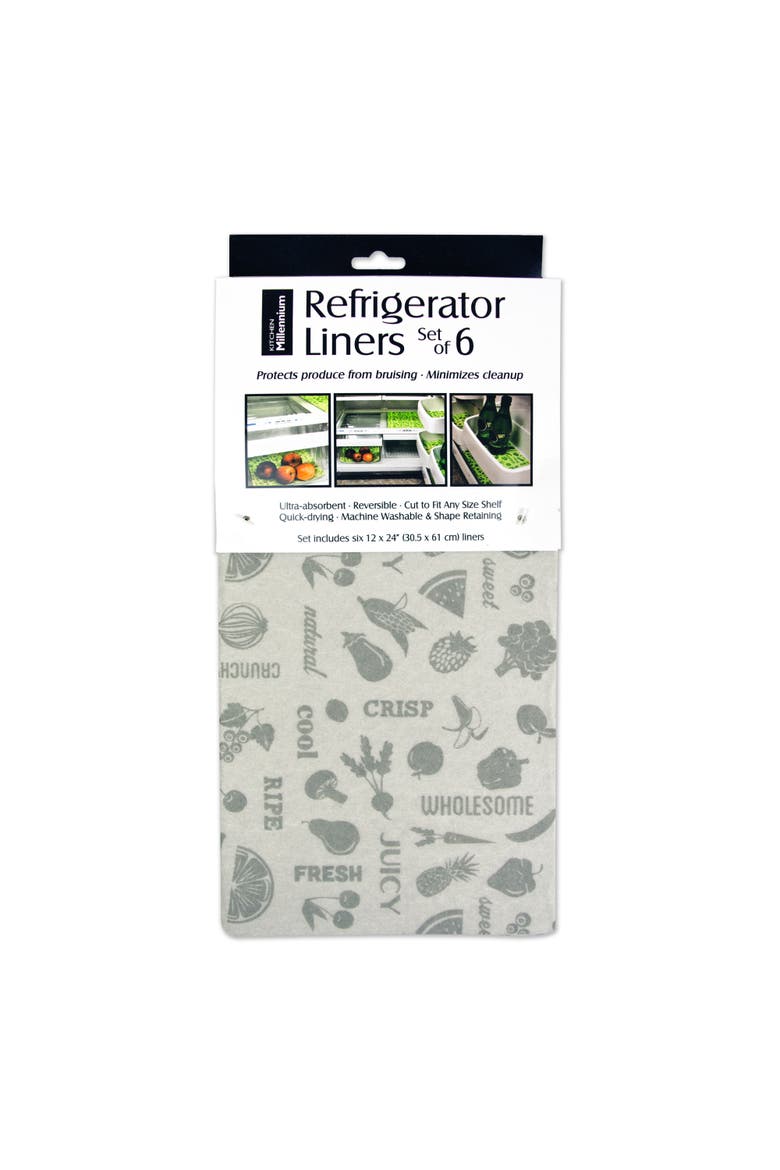 Reusable Fridge Liner Set/6, Alternate, color, Gray Herringbone