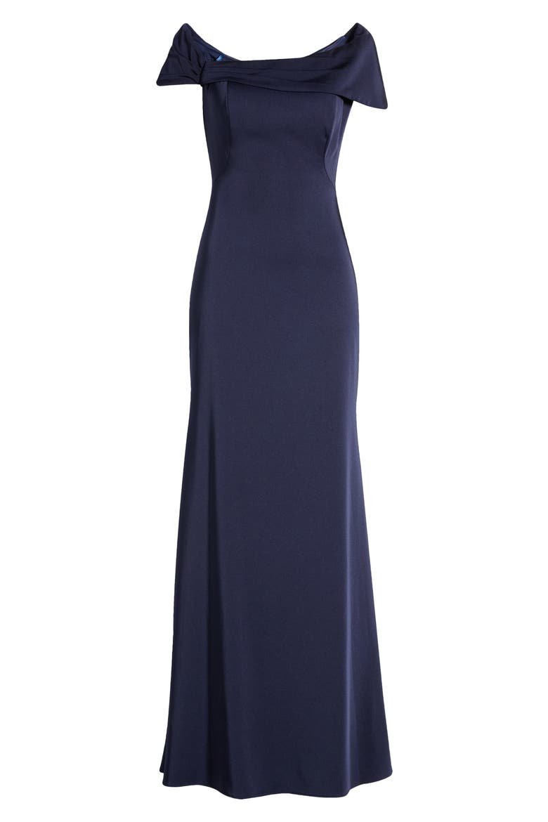 Simply Chic Off the Shoulder Jersey Gown, Alternate, color, NAVY
