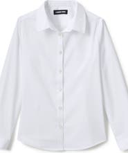 Lands' End School Uniform Girls No Gape Long Sleeve Stretch Shirt