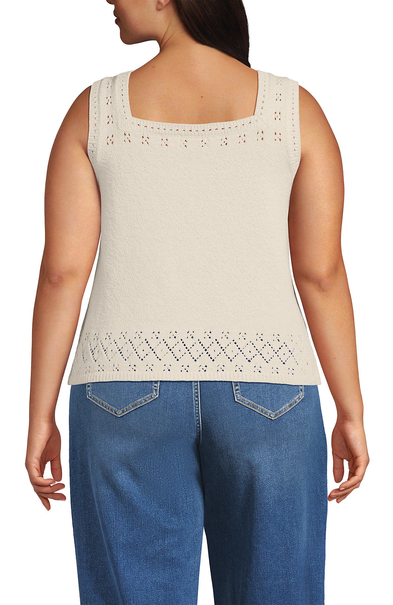 Pointelle Square Neck Tank Sweater - image 2
