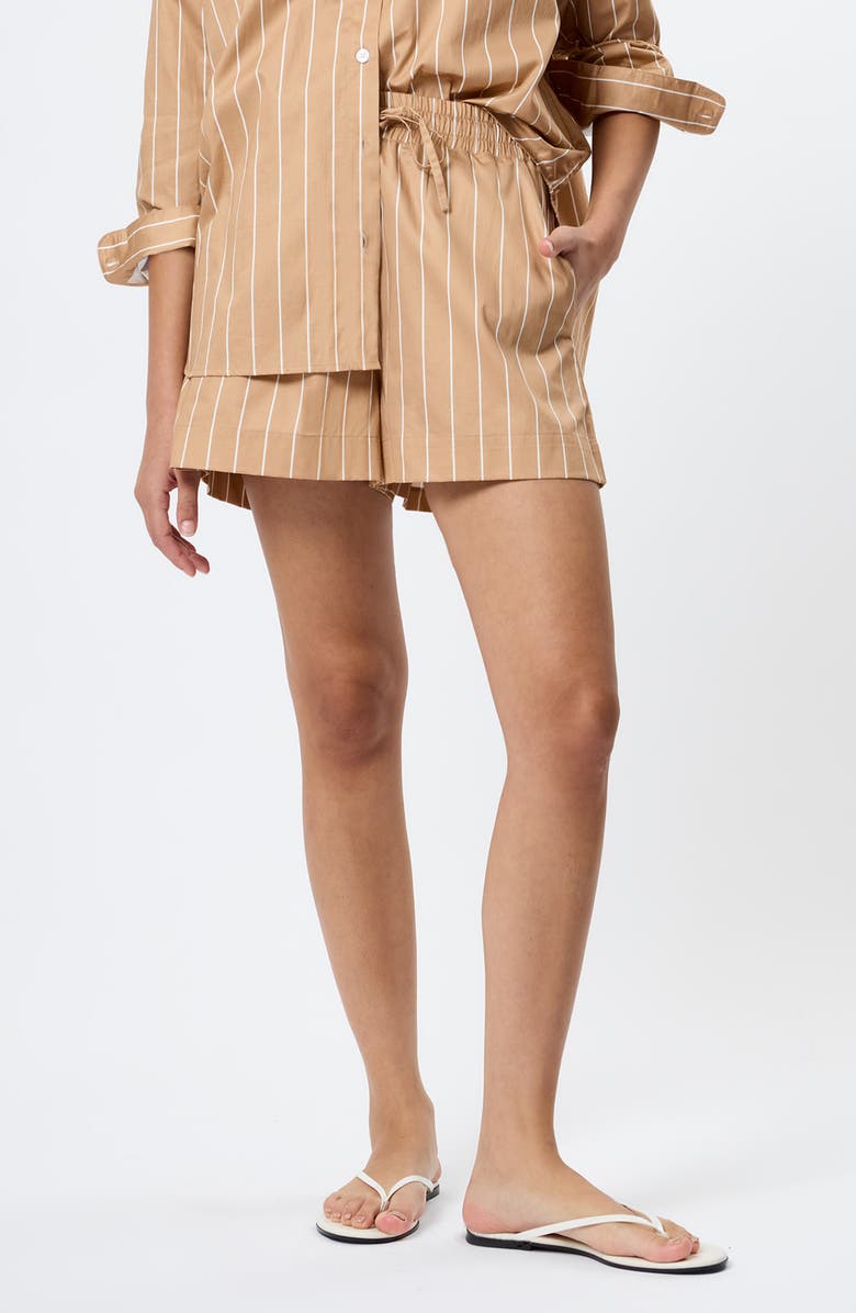 French Connection Alexis Stripe Poplin Shorts, Main, color, Macchiato