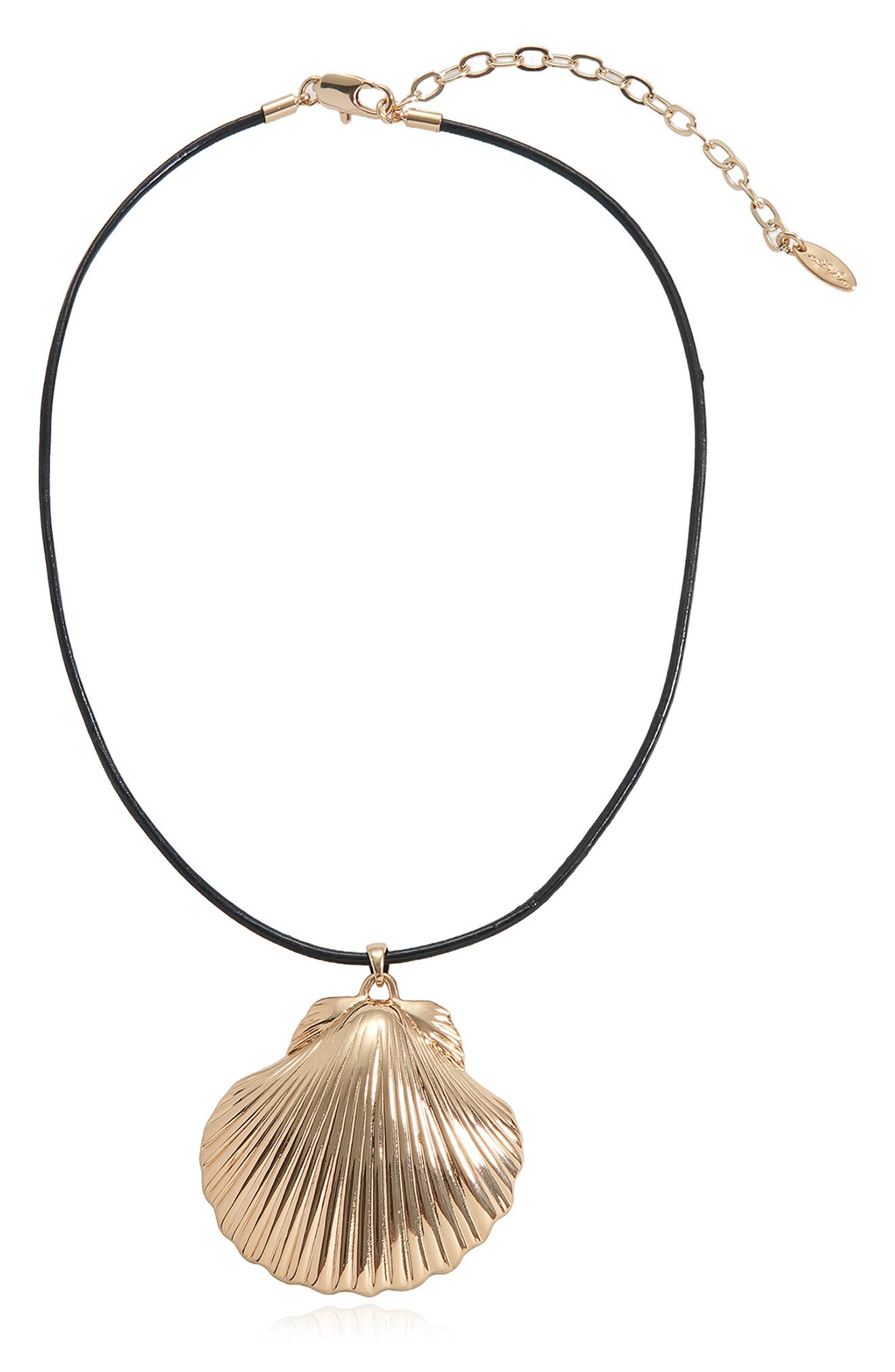Ettika Clam Shell Pendant Leather Cord Necklace