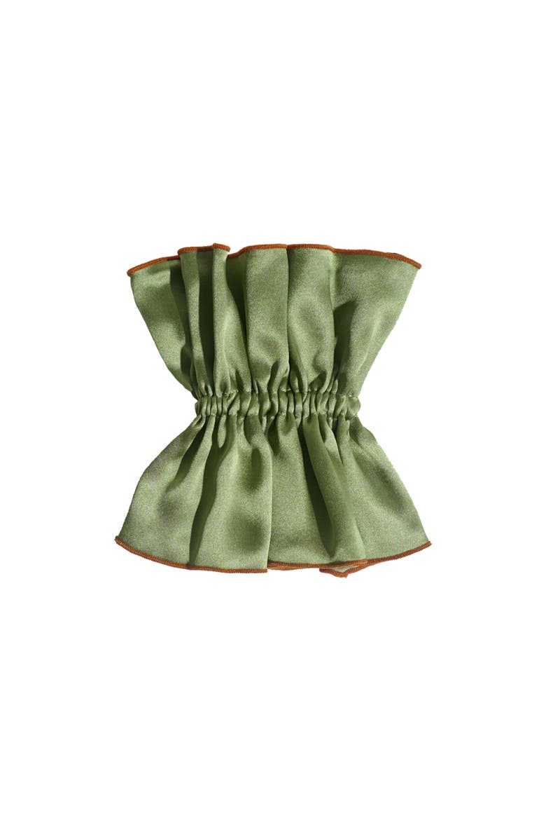 "Maxi Flower" Double-Layer Oversized Silk Scrunchie, Alternate, color, Martini Olive