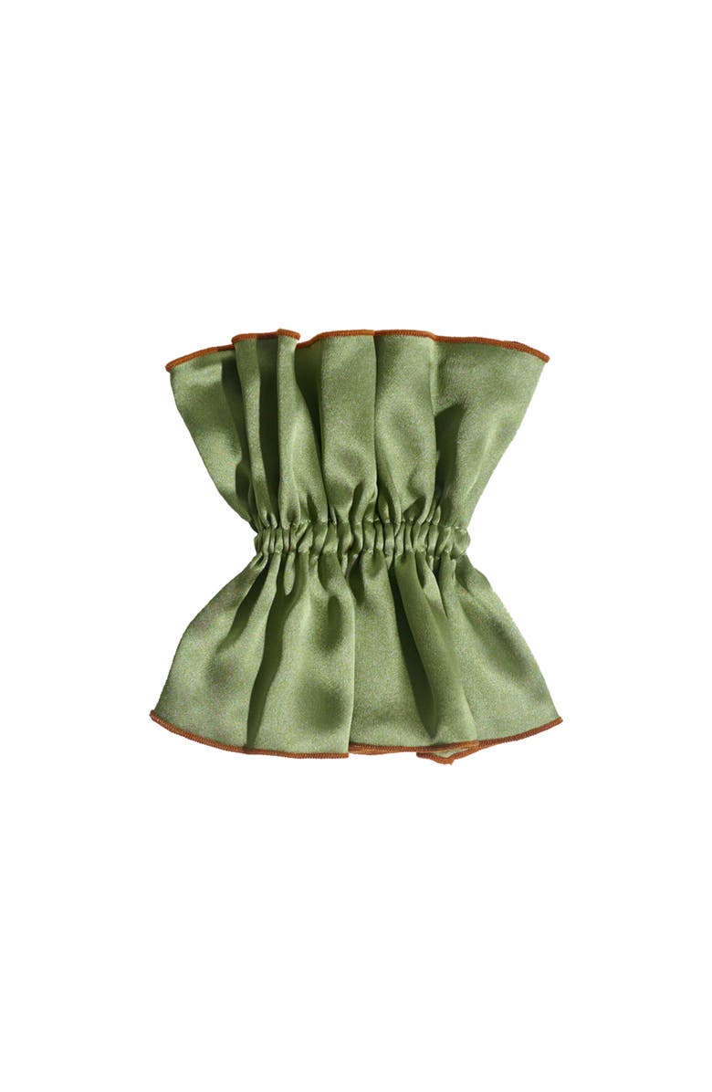 Lost Pattern NYC "Maxi Flower" Double-Layer Oversized Silk Scrunchie, Alternate, color, Martini Olive
