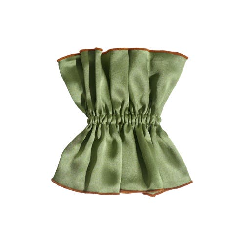 Lost Pattern Nyc Women's Green Maxi Flower Double-layer Oversized Silk Scrunchie - Martini Olive In Green