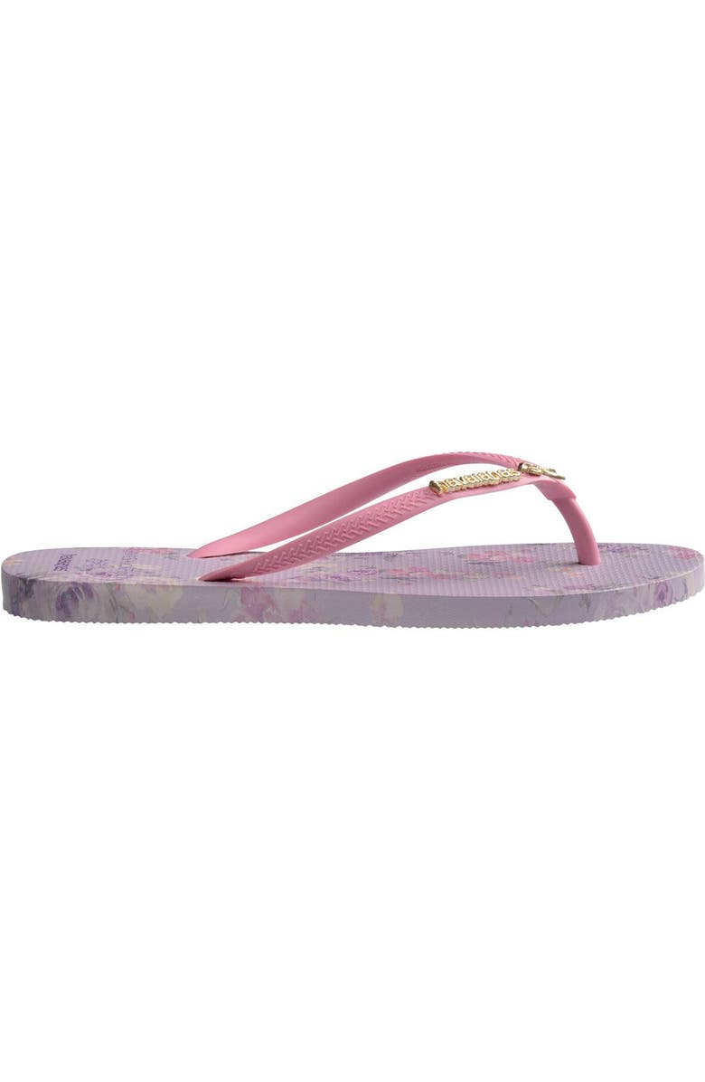 Havaianas x LoveShackFancy Slim Happy Thoughts Flip Flop, Alternate, color, Glow Pink